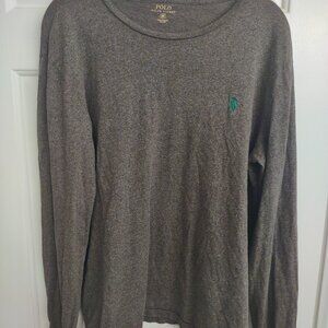 Polo Ralph Lauren Shirt Men's Medium Brown w/Green Pony Logo Cotton Long Sleeves